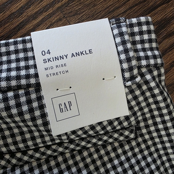 NWT GAP Skinny Ankle Checkered Mid Rise Stretch Pants Size 4 - Picture 3 of 7